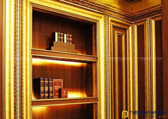 phào chỉ trần nhựa màu vàng đồng cổ điển ag